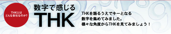 数字で感じるTHK THKを語るうえでキーとなる数字を集めてみました。様々な角度からTHKを見てみましょう！